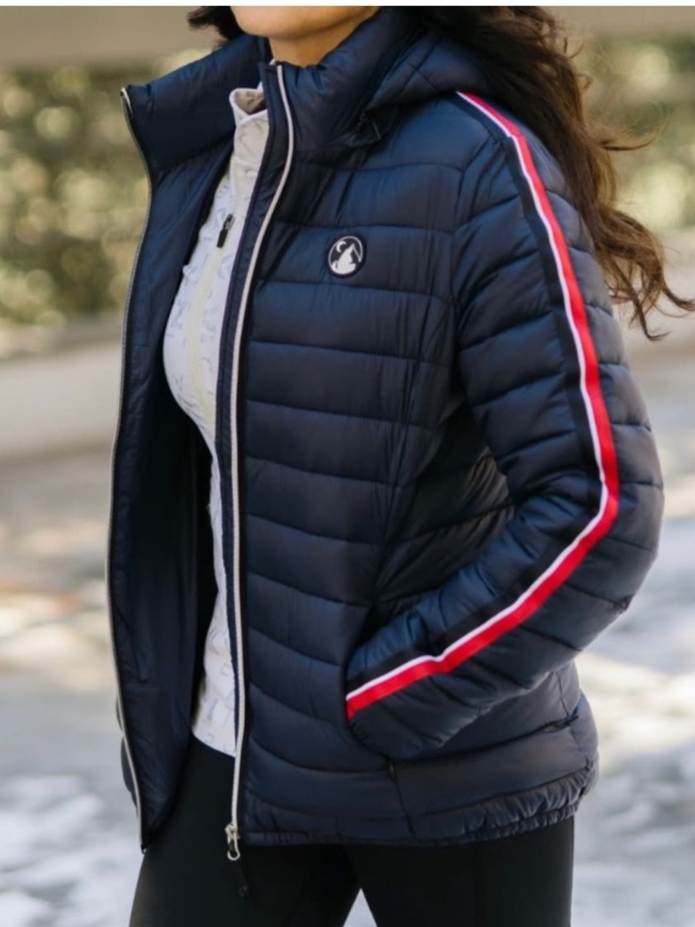 Zyia Telluride Navy Stripe Puffy Jacket 
Size XXL